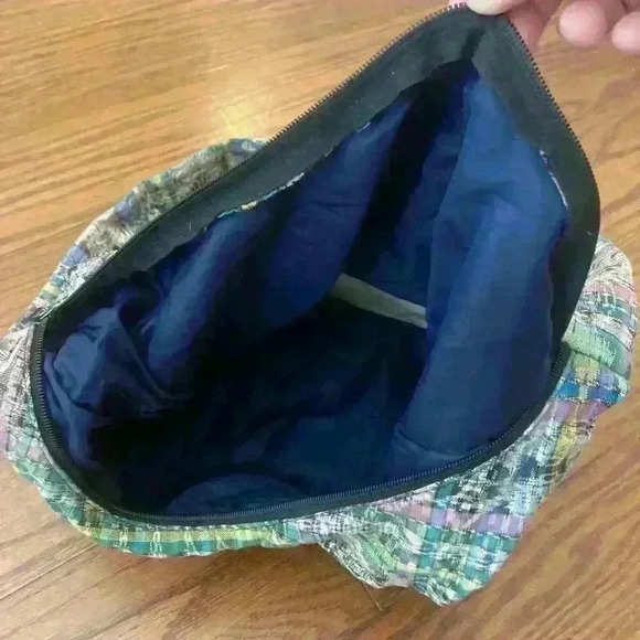 Tapestry Floral Embroidered Boho Ethnic Plaid Hobo Purse Slouchy Shoulder Bag - Picture 7 of 11